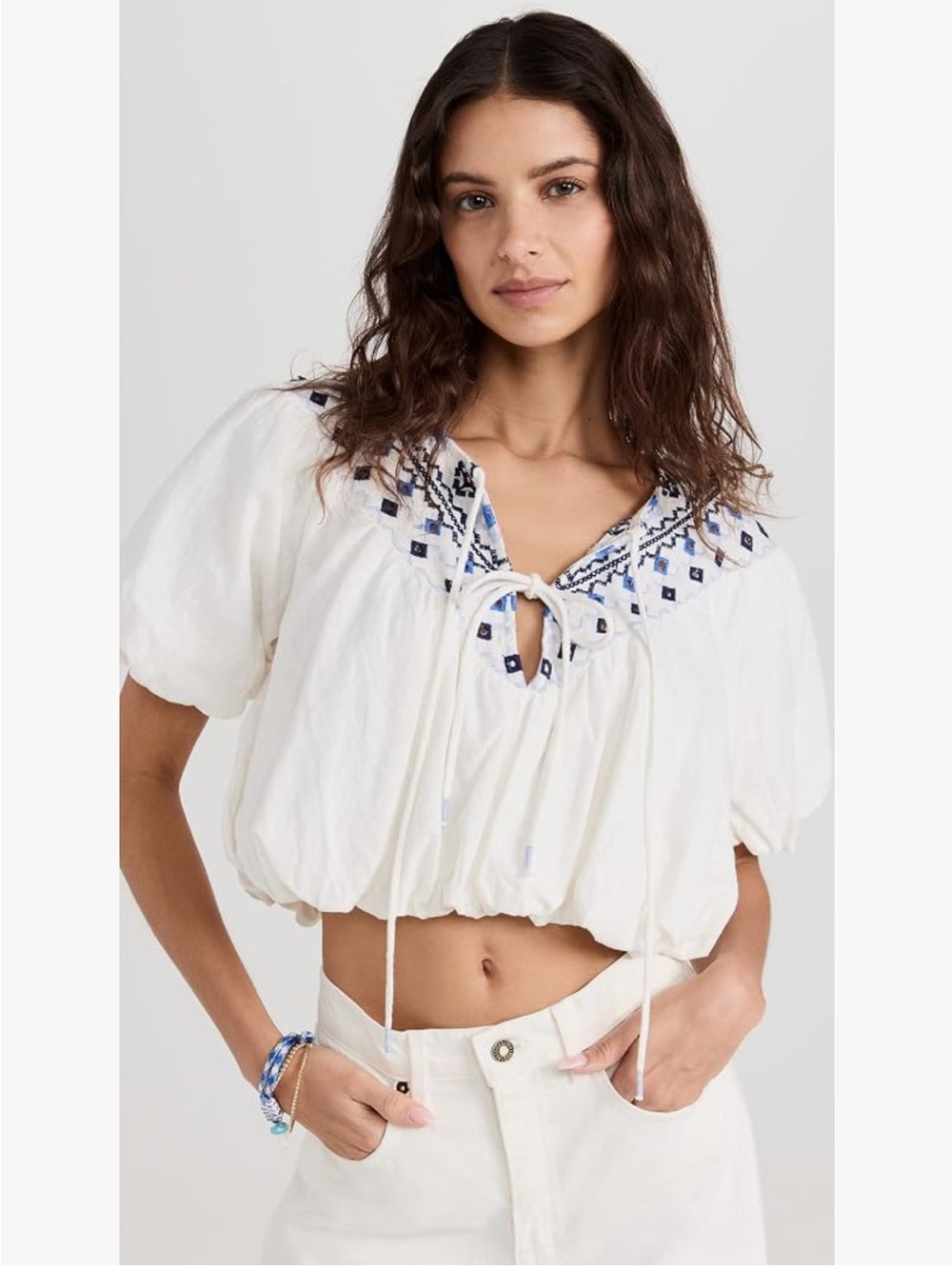 Free People Women's Joni Embroidered Top size S